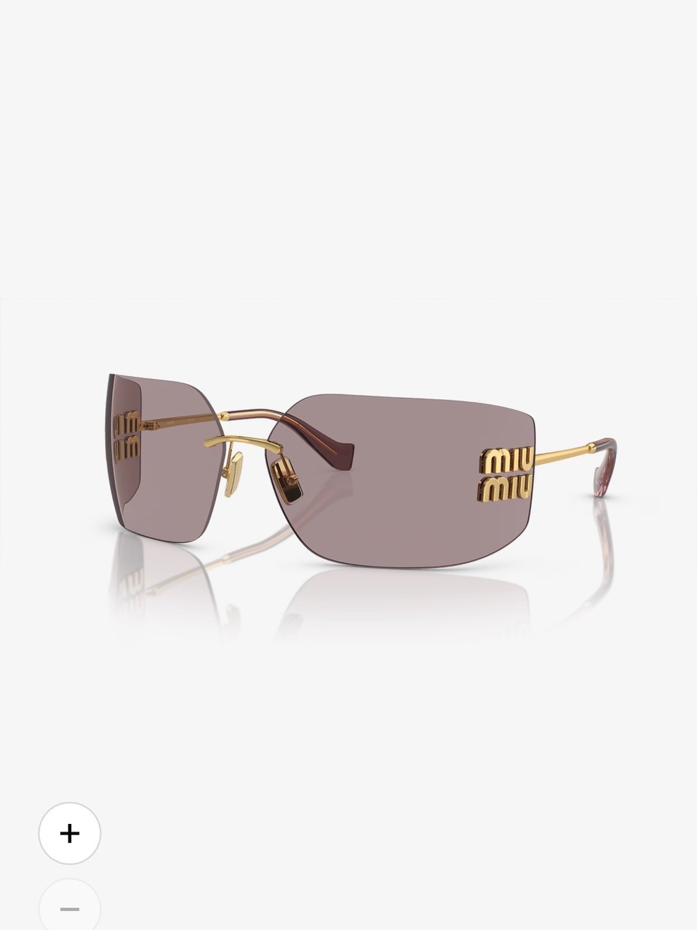 Miu Miu Rimless Sunglasses with Taupe Lenses and Gold Temples
